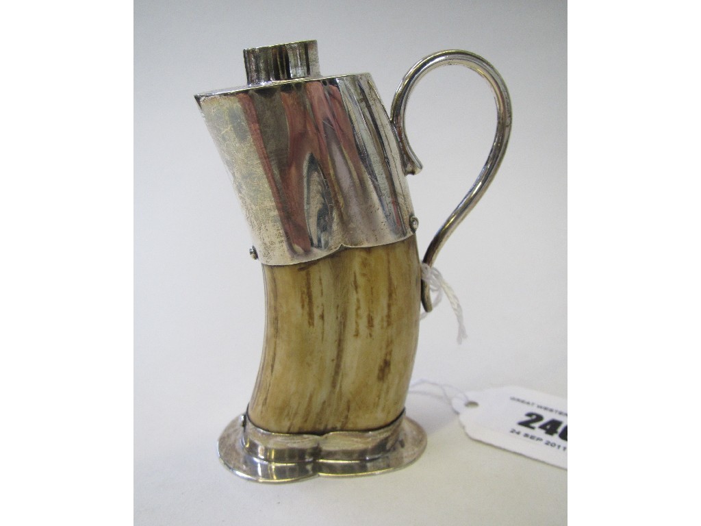 Appraisal: Silver mounted horn desktop sander missing top Birmingham