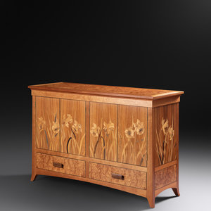 Appraisal: Silas Kopf American b Marquetry Sideboard various mixed woods H