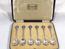 Appraisal: A boxed set of six silver tea spoons commemorating the