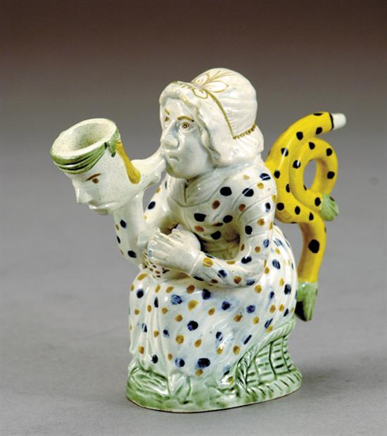 Appraisal: Pratt ware figural pipe circa - modeled as caricature of