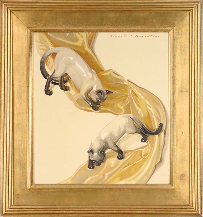 Appraisal: KENNETH STEVENS MACINTIRE American - SIAMESE CATS Oil on canvas