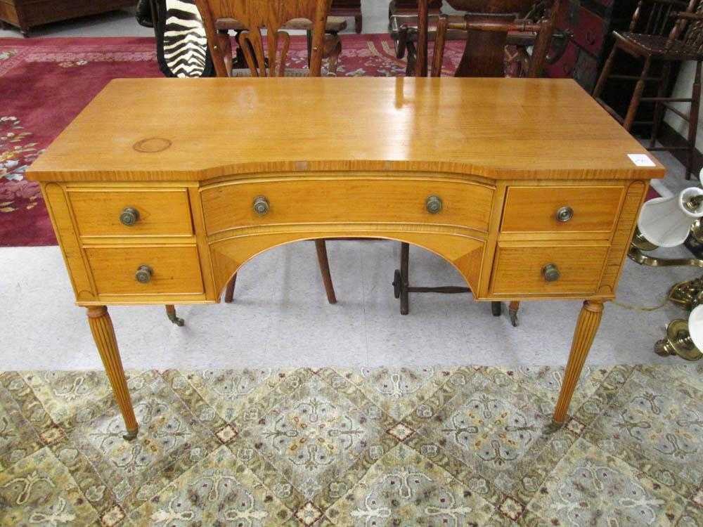 Appraisal: SHERATON REVIVAL TIGER MAPLE DRESSING TABLE American c having five