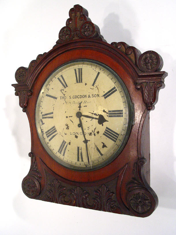 Appraisal: th centruy mahogany cased wall clock with fusee movement by