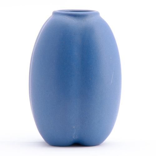 Appraisal: TECO Lobed vase covered in blue matte glaze Stamped TECO