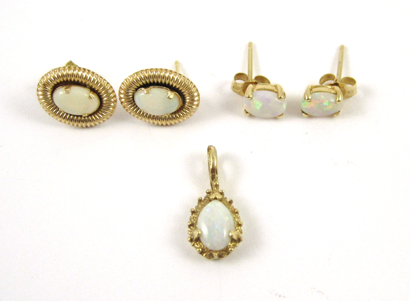 Appraisal: FIVE ARTICLES OF WHITE OPAL JEWELRY including two pairs of