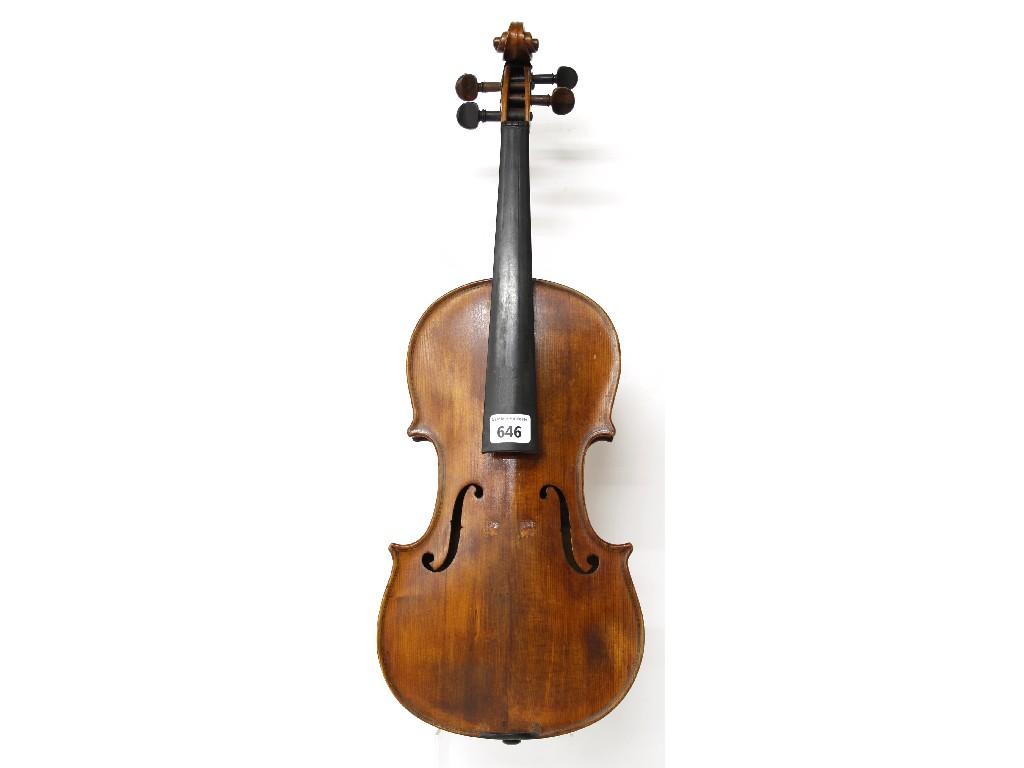 Appraisal: Early th century Stradivari copy violin cm