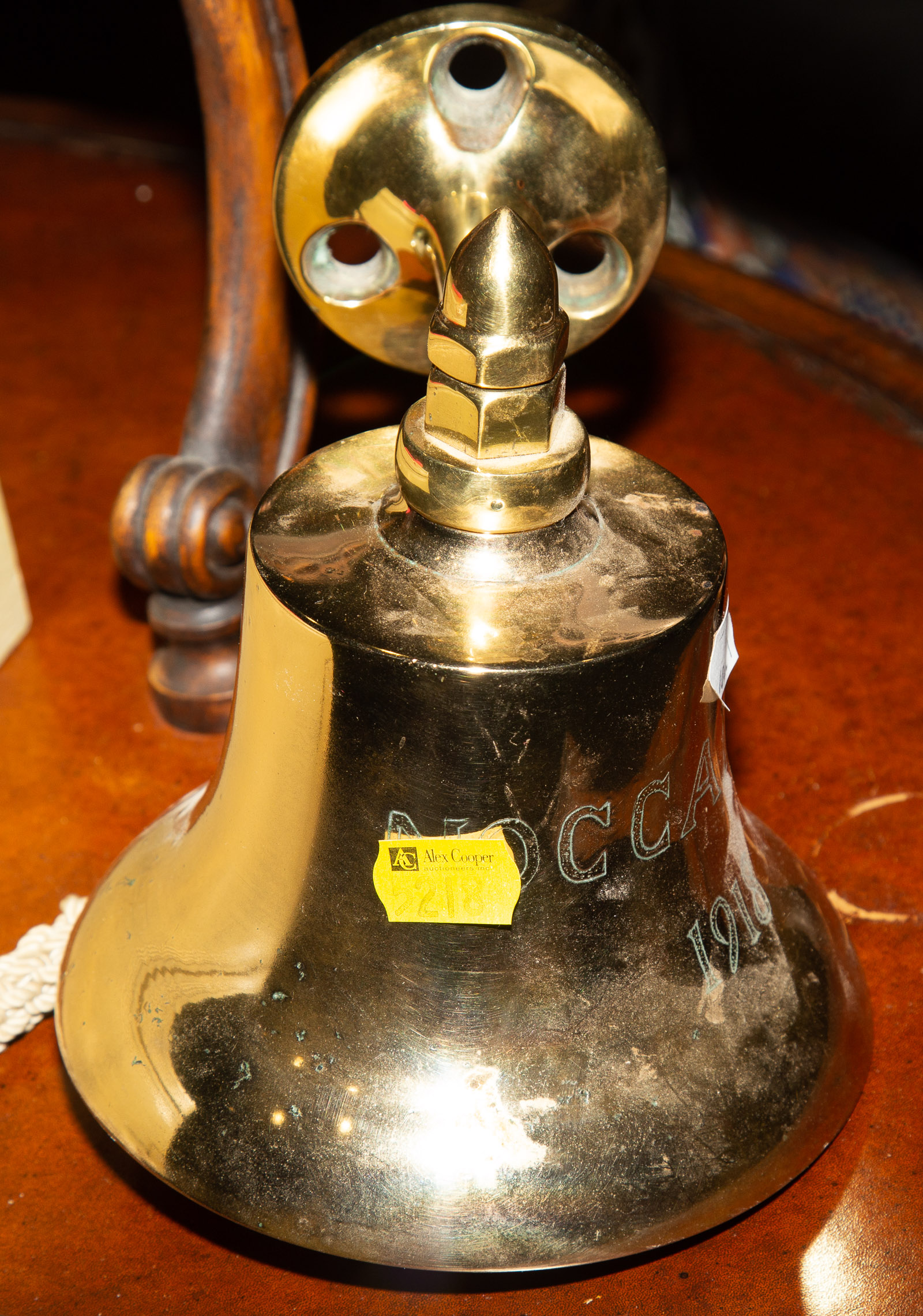 Appraisal: SMALL BRASS SHIPS BELL Bell marked NOCCALULA