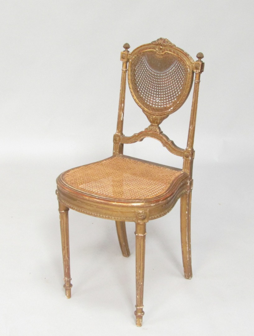 Appraisal: A late Victorian gilt wood bedroom chair with cane seat