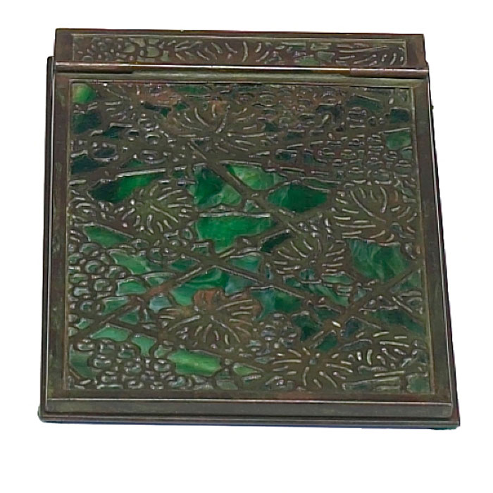 Appraisal: Tiffany Studios memo pad holder bronze in the grapevine pattern