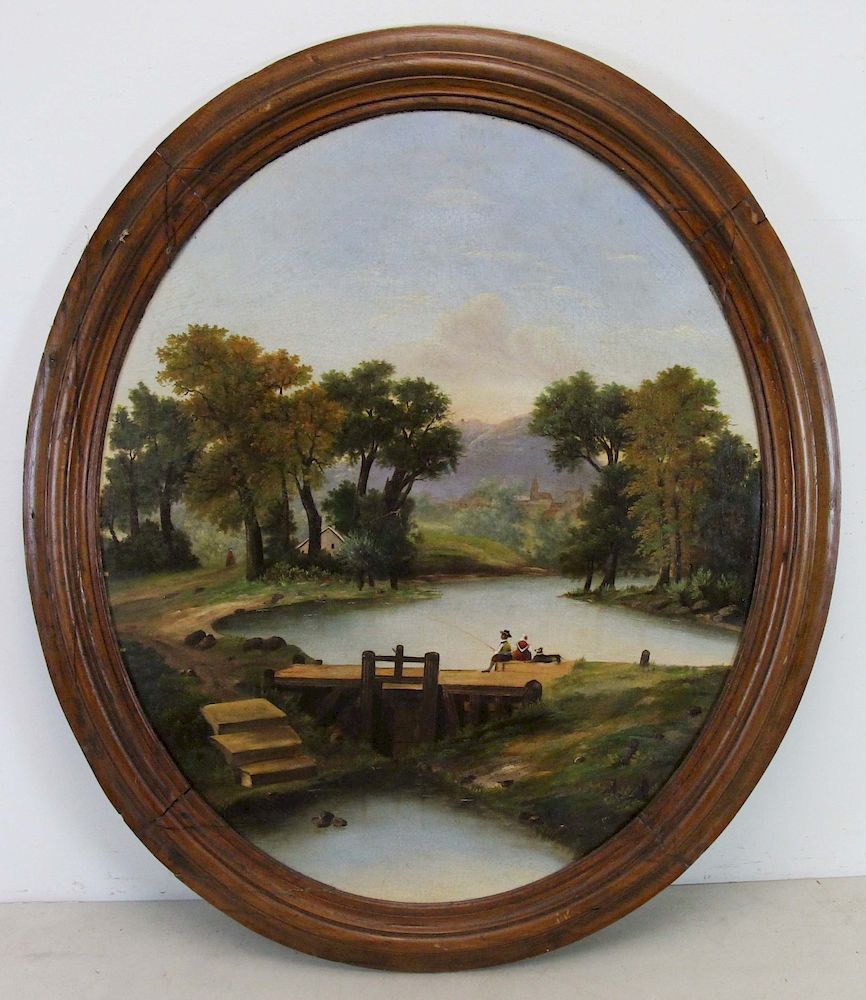 Appraisal: APPARENTLY UNSIGNED th th CENTURY Oil on Canvas Landscape with