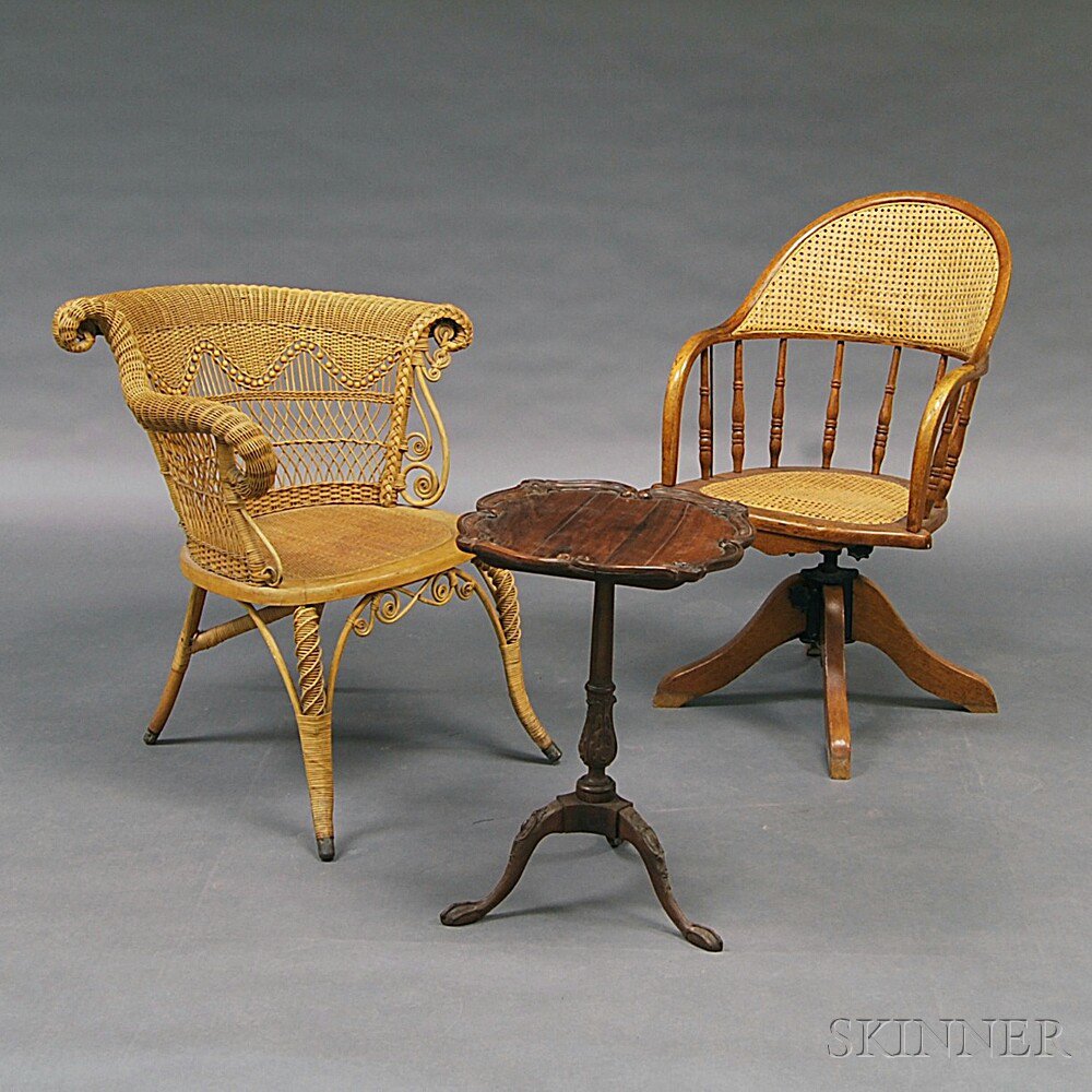 Appraisal: Heywood Brothers Wicker Chair a Caned Oak Desk Chair and