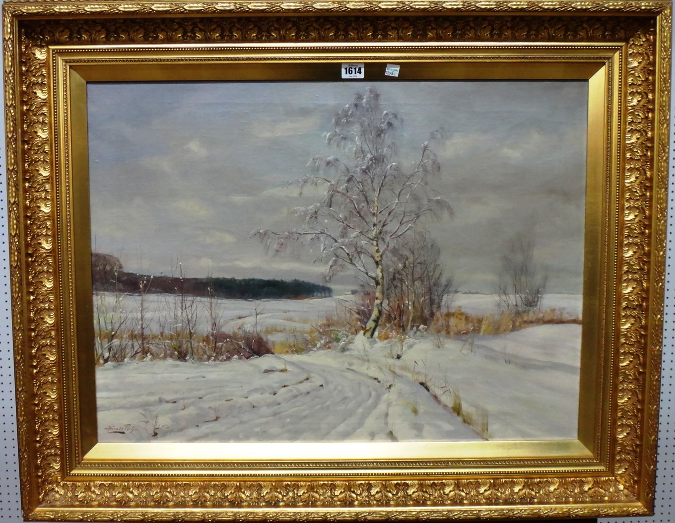 Appraisal: Harald Julius Niels - Winter landscape oil on canvas signed