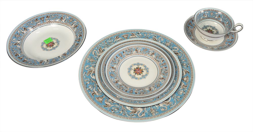 Appraisal: Piece Lot of Wedgwood Turquoise Florentine Dinner Service to include