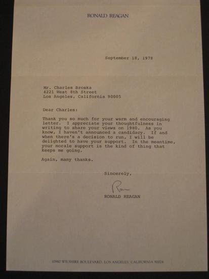 Appraisal: REAGAN Ronald Typed letter signed regarding his candidacy for the