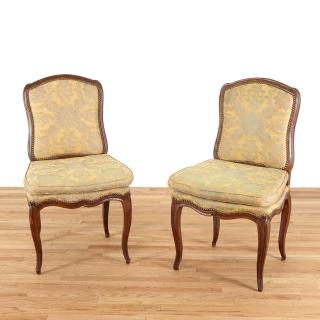 Appraisal: Pair Italian Provincial walnut side chairs Pair Italian Provincial walnut