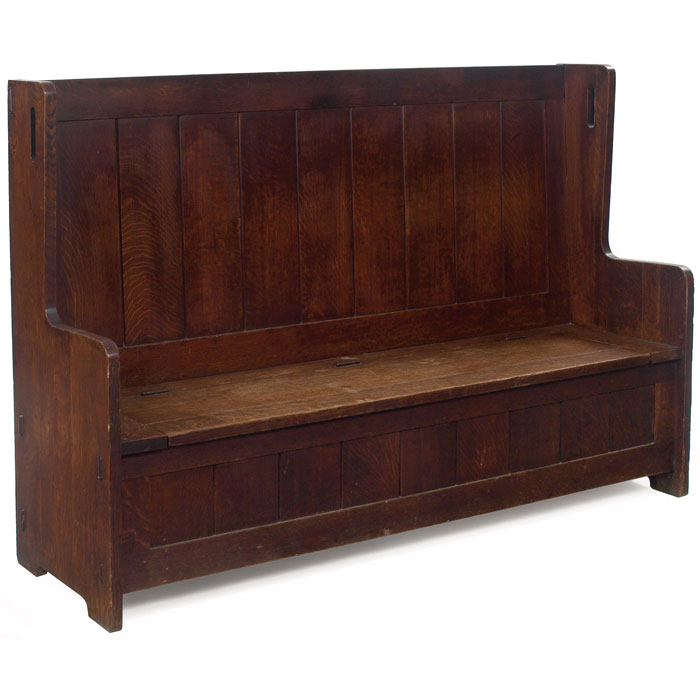 Appraisal: Rare Gustav Stickley hall bench similar to important large form