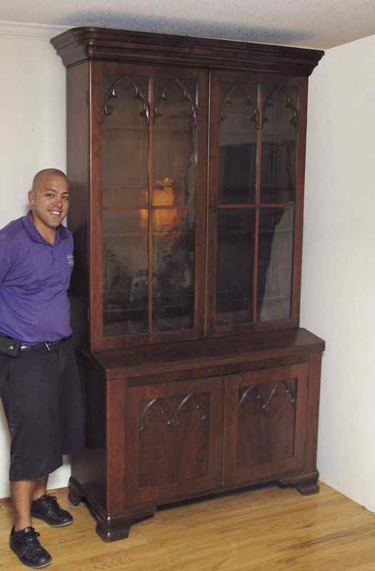 Appraisal: TH CENTURY VICTORIAN STEPBACK SECRETARY BOOKCASE Paneled glass top doors