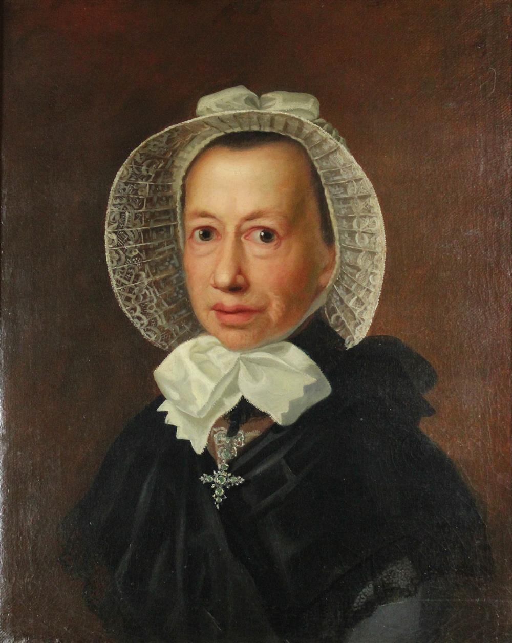 Appraisal: CONTINENTAL SCHOOL TH CENTURY PORTRAIT OF A MATRON IN A