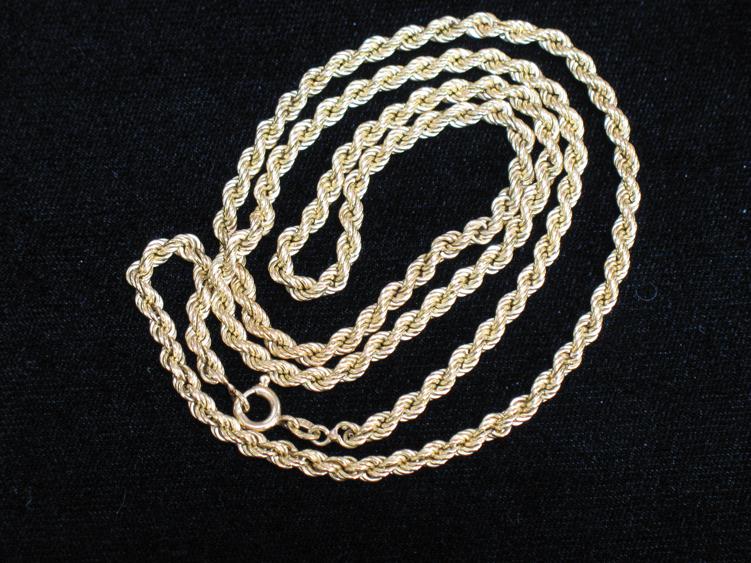 Appraisal: AN CT YELLOW GOLD ROPE-TWIST NECKLACE c grams -