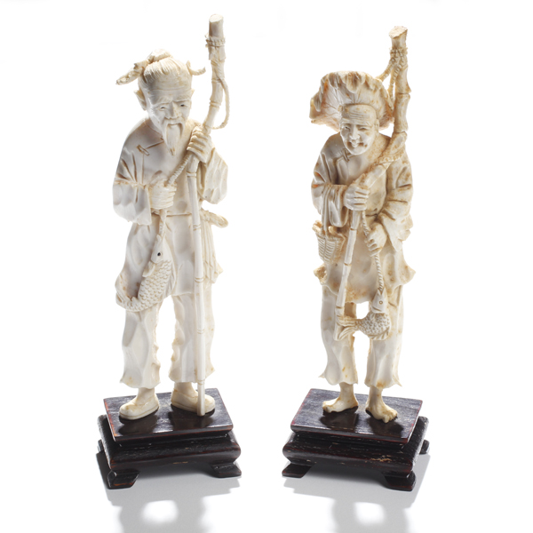 Appraisal: Pair Chinese Republic carved ivory figures