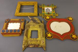 Appraisal: Tramp frame Reproduction tramp art to include a mirror x