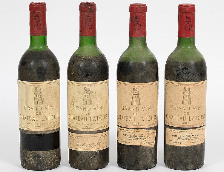 Appraisal: FOUR FRENCH CHATEAU LATOUR RED WINE BOTTLESConsisting of Two Bottles