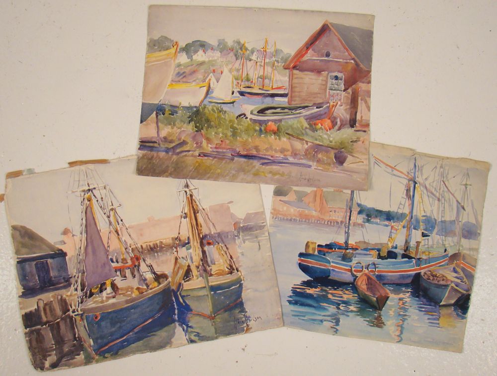 Appraisal: ALICE JUDSONAmerican - Three harbor scenes Two signed lower right