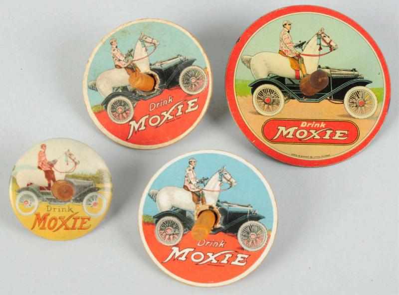 Appraisal: Lot of Assorted Moxie Spinning Tops Includes one large two-sided