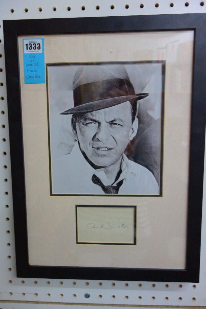 Appraisal: FRANK SINATRA - mounted framed head shoulders b w portrait