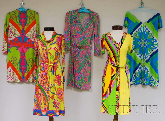 Appraisal: Eight Lady's Silk Pucci-style Dresses mostly Winona Hunt Palm Beach