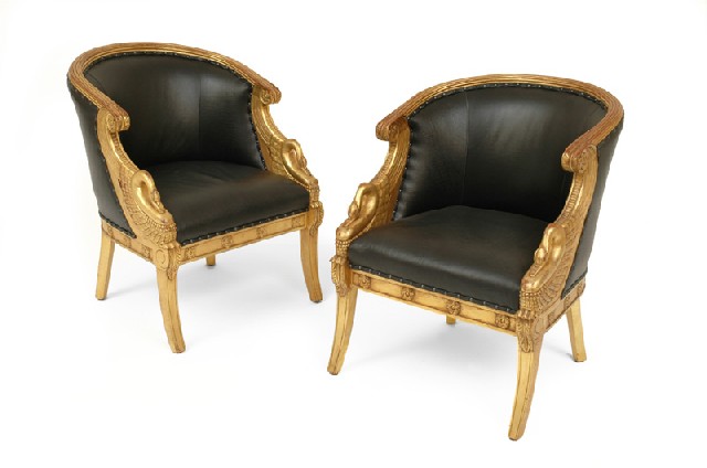 Appraisal: A PAIR OF FRENCH EMPIRE STYLE BERGERES Each with a