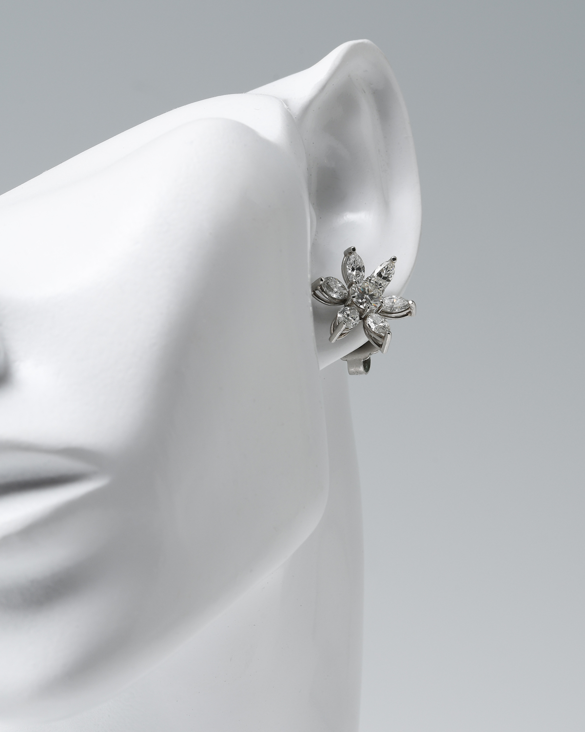 Appraisal: PLATINUM CTW DIAMOND FLOWER EARRINGS Each of these custom designed