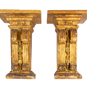 Appraisal: A Pair of Neoclassical Style Giltwood Brackets TH CENTURY Height