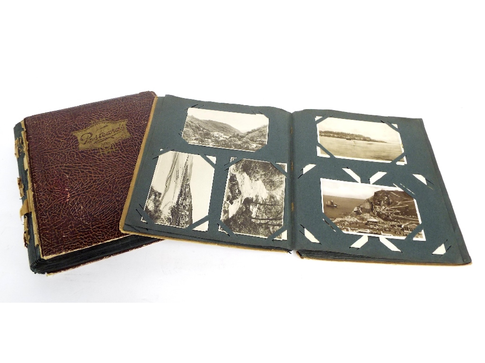 Appraisal: Two vintage postcard albums filled with many travel photographs of