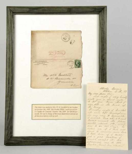 Appraisal: Coca-Cola Envelope with Letter Description Nicely framed under glass Addressed