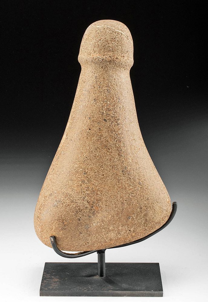 Appraisal: th C Hawaiian Basalt Poi Pounder - Phallic Form North