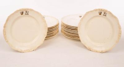 Appraisal: Twenty-one Rockingham dinner plates with gadrooned rims each bearing double