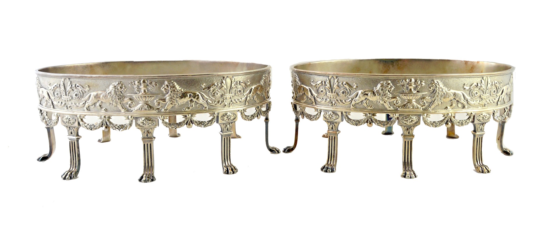 Appraisal: A pair of Victorian silver stands of oval form the