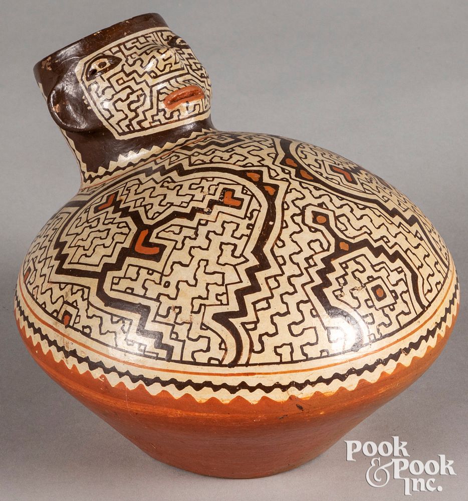 Appraisal: Peruvian Shipibo pottery effigy pot Peruvian Shipibo pottery effigy pot