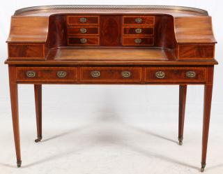 Appraisal: GEORGE III STYLE INLAID MAHOGANY CARLTON HOUSE DESK LATE TH