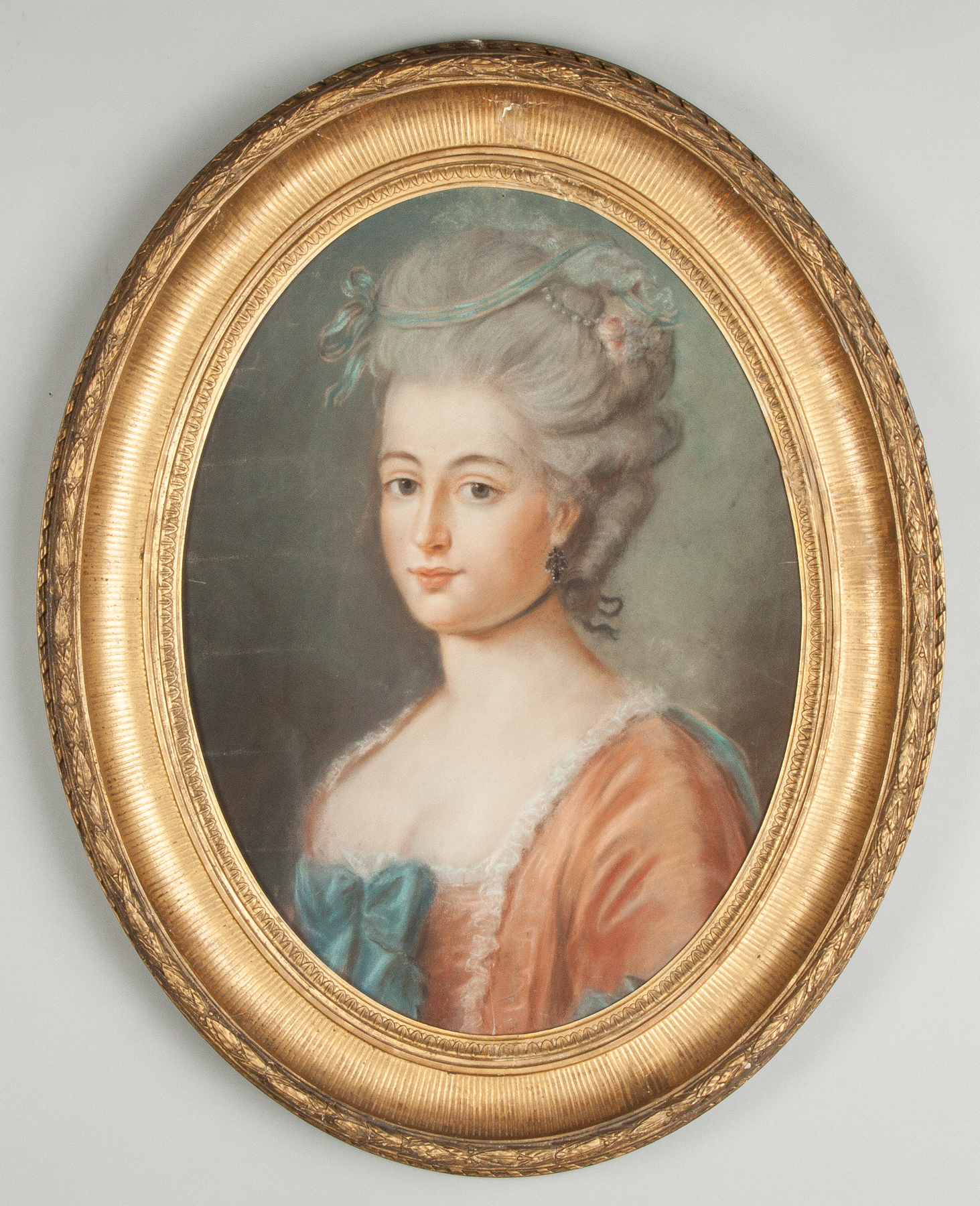 Appraisal: Continental Portrait of young lady in a pink dress th