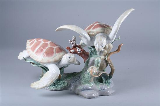 Appraisal: LARGE LLADRO PORCELAIN FIGURAL GROUP OF SEA TURTLES - in