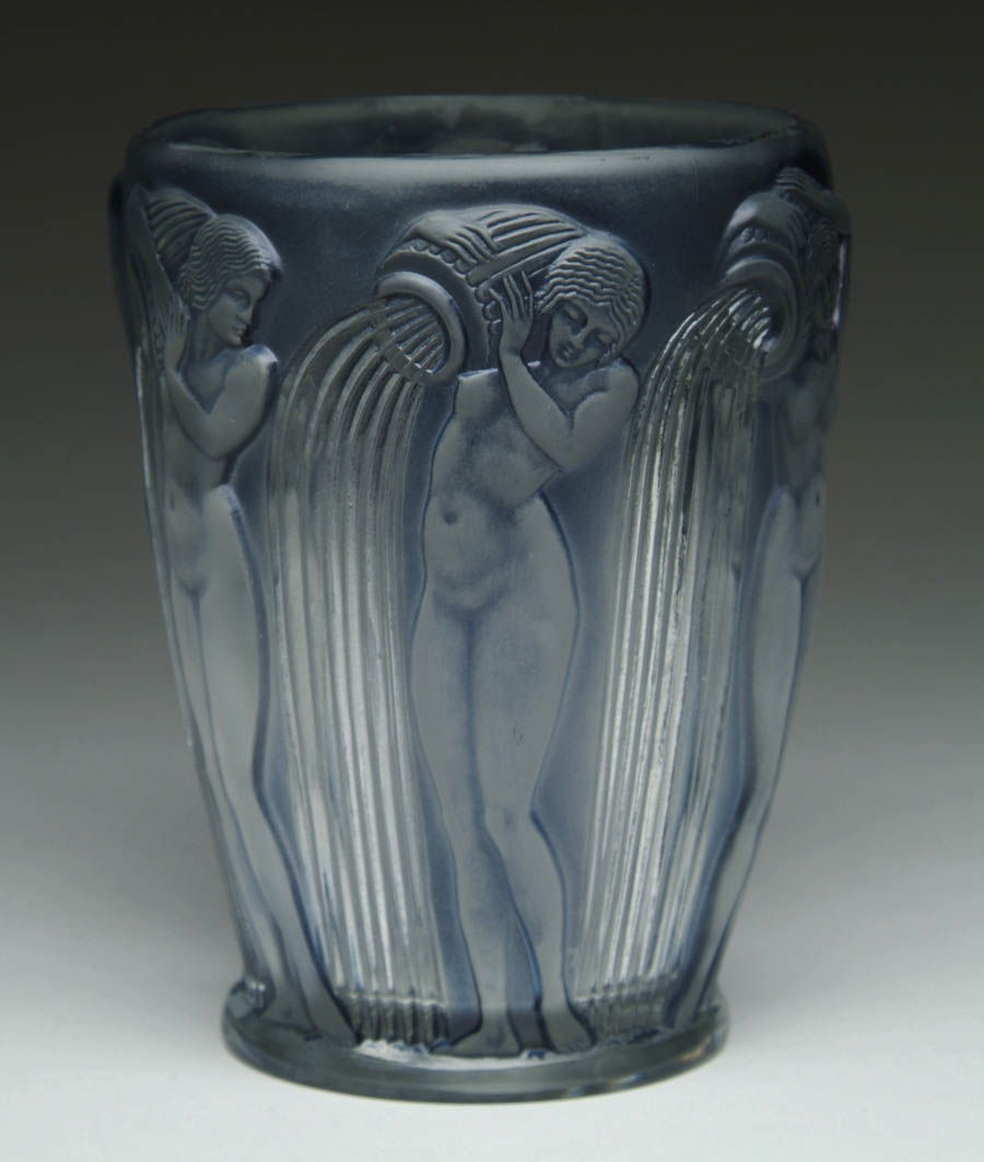 Appraisal: LALIQUE DANAIDES VASE Wonderful Lalique vase is surrounded by nude