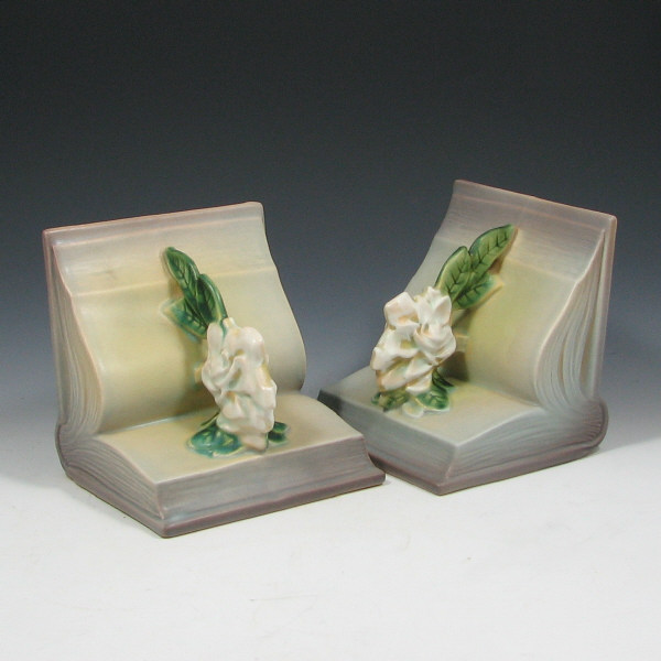 Appraisal: Roseville Gardenia Bookends - Mint Pair of Roseville Gardenia bookends