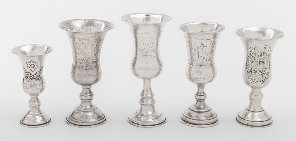 Appraisal: BRITISH AND EUROPEAN SILVER KIDDUSH CUPS Group of British and