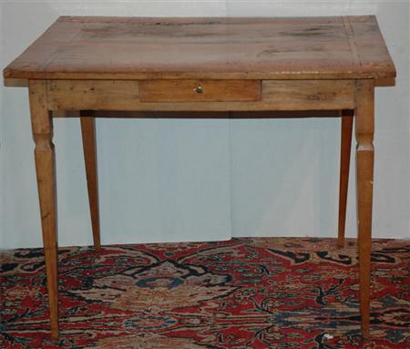 Appraisal: Continental Provincial Style Inlaid Fruitwood Single-Drawer Side Table Estimate -