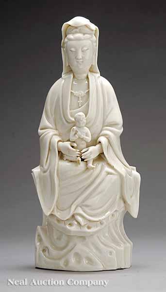 Appraisal: A Chinese Blanc-de-Chine Dehua Figure of a Seated Guanyin probably