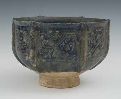 Appraisal: A Persian Blue Glaze Bowl th Century Deep-well form with