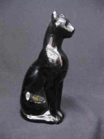 Appraisal: Baccarat Black Crystal Figurine of a Cat '' tall signed