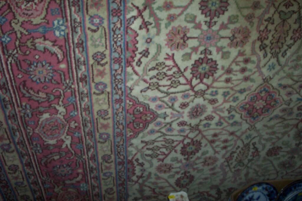 Appraisal: A beige ground wool carpet with stylised floral decoration in